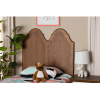 Baxton Studio MG9738-Ash Walnut-HB-Twin Baxton Studio Tobin Vintage Classic and Traditional Ash Walnut Finished Wood Twin Size Arched Headboard